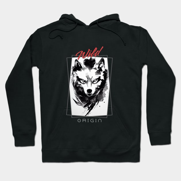 Wolf Wild Nature Free Spirit Art Brush Painting Hoodie by Cubebox